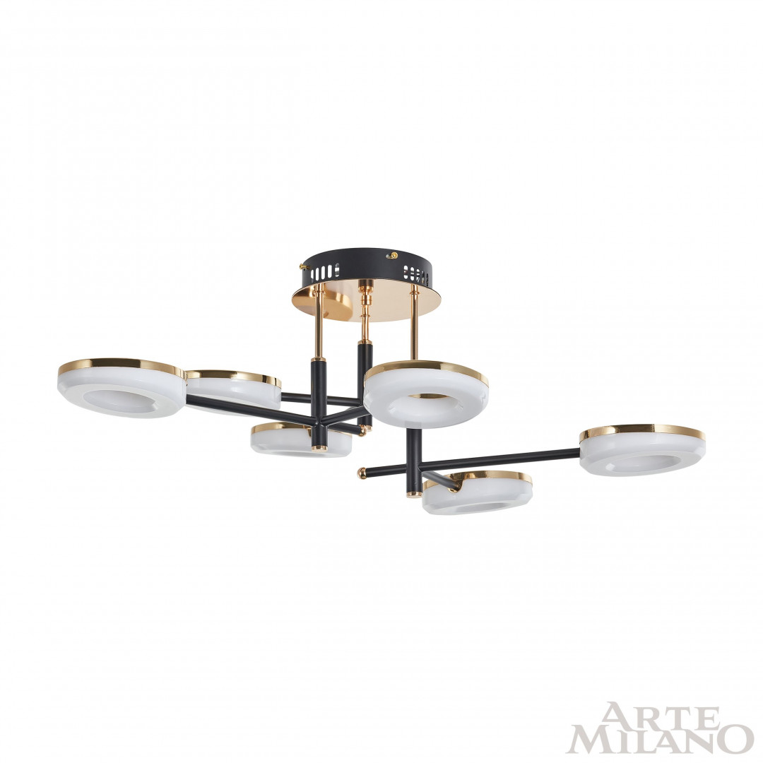 потолочная люстра arte milano ferrara 272999/6 bk/gd