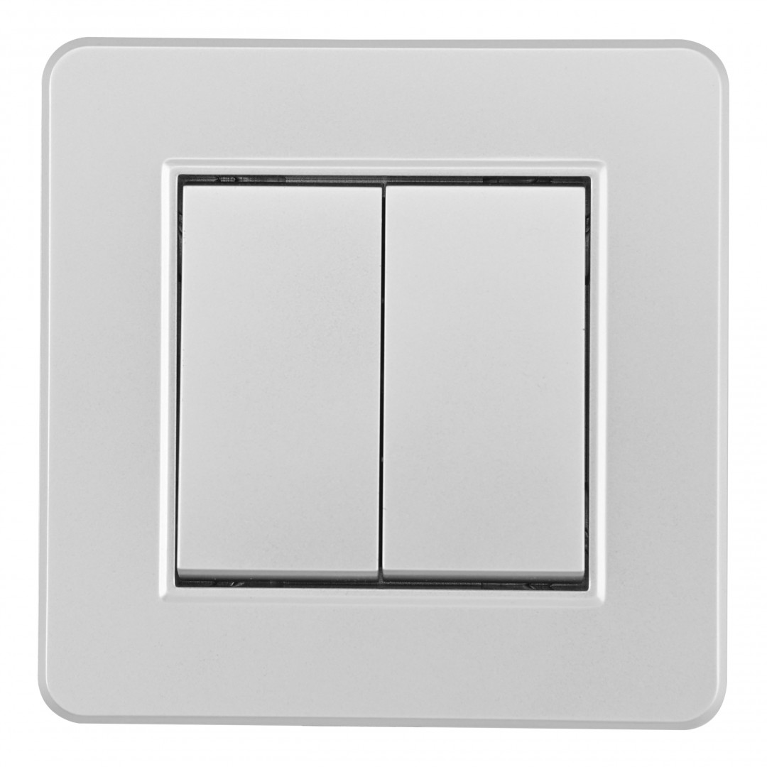 выключатель двухклавишный arte milano set16-1-30-2 silver