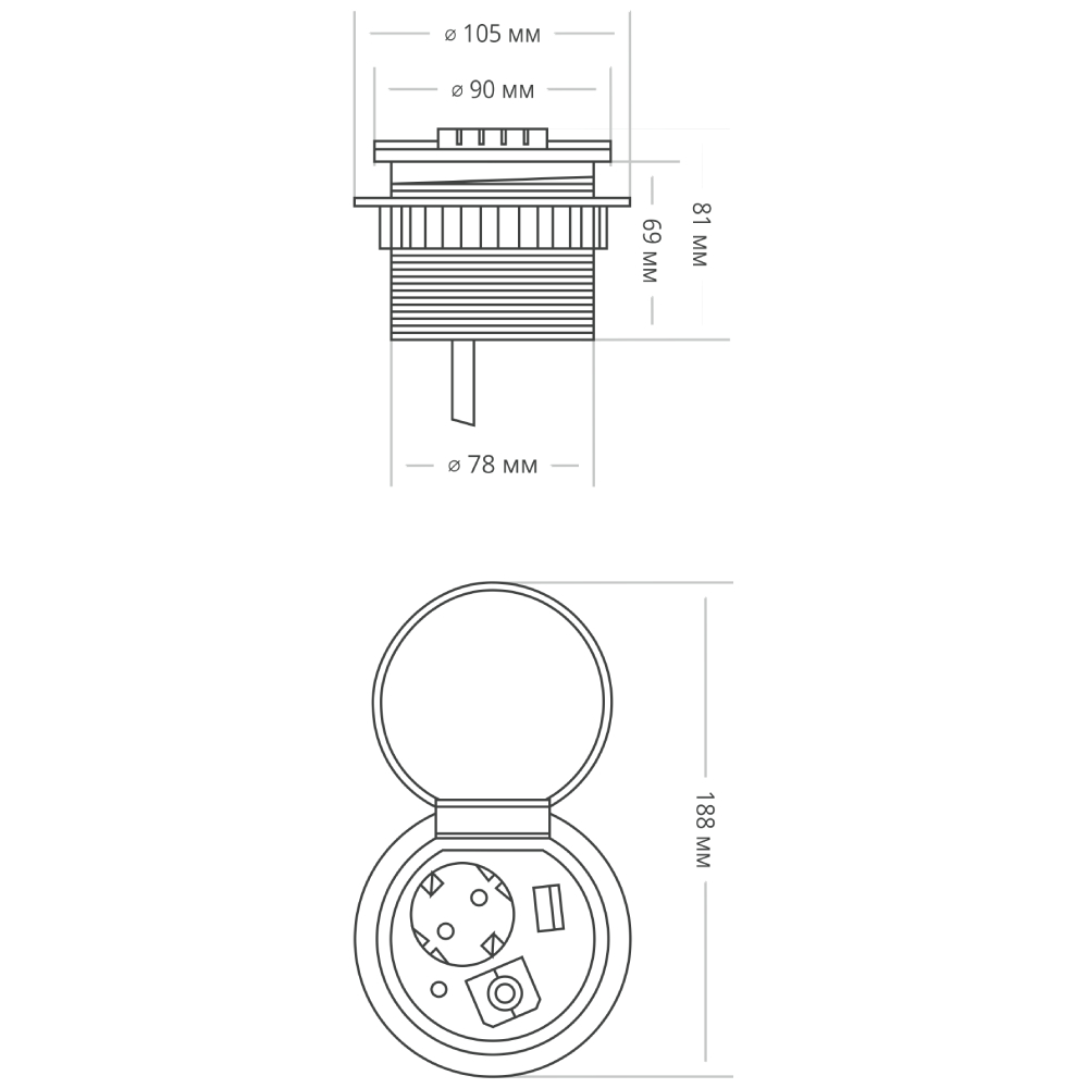 блок розеток 51 (1 секция и 2 usb) mebax 00-00000828