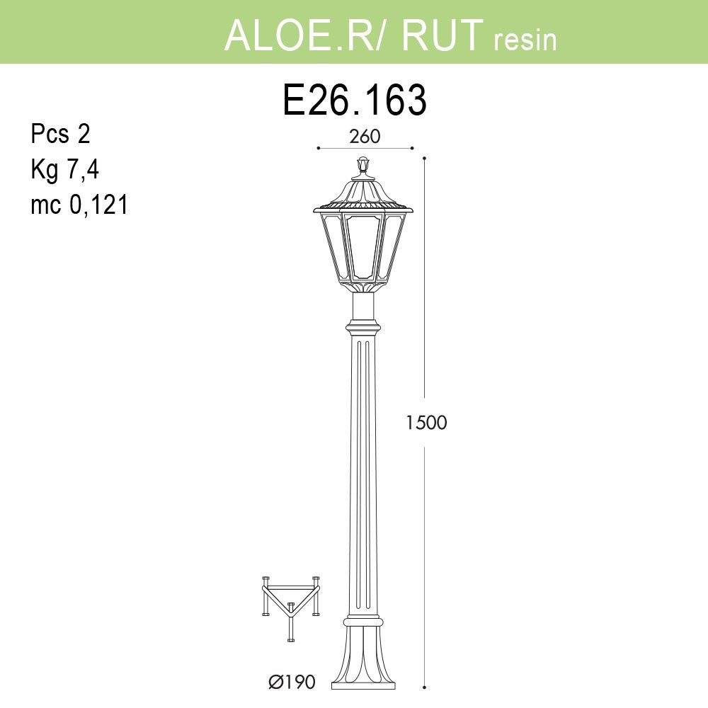 уличный фонарь fumagalli aloe.r/rut e26.163.000.byf1r