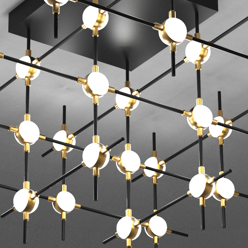 потолочный светильник molecular 36 black/gold delight collection