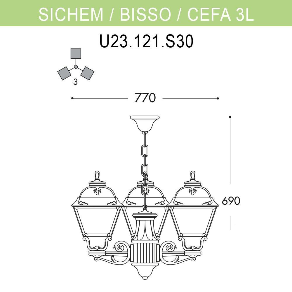 уличный подвесной светильник fumagalli sichem/cefa 3l u23.120.s30.bxf1r