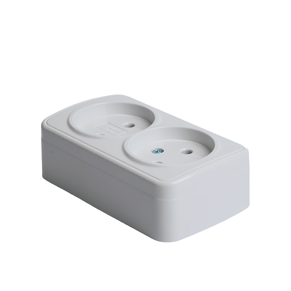 розетка накладная 2-местная stekker basic pst10-502-20 50075