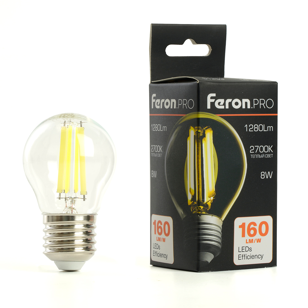 лампа светодиодная feron lb-1708 e27 8w 2700k 51253