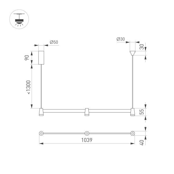 подвесной светильник arlight sp-elizeo-s1000-16w warm3000 036593