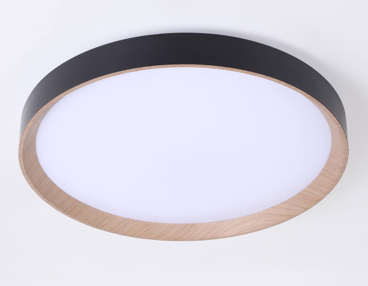 потолочный светодиодный светильник ambrella light черный/светлое дерево fz1326
