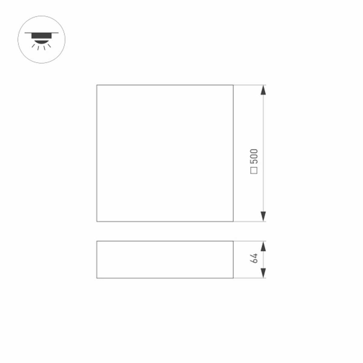потолочный светильник arlight sp-quadro-s500x500-50w warm3000 034802
