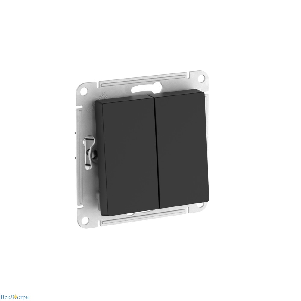 переключатель 2-клавишный, сх.6/2, 10ах, мех., быстрозажим. клем. systeme electric atlasdesign карбон atn001065s