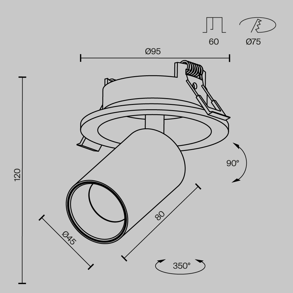 встраиваемый спот maytoni focus led c071cl-7w4k-wb