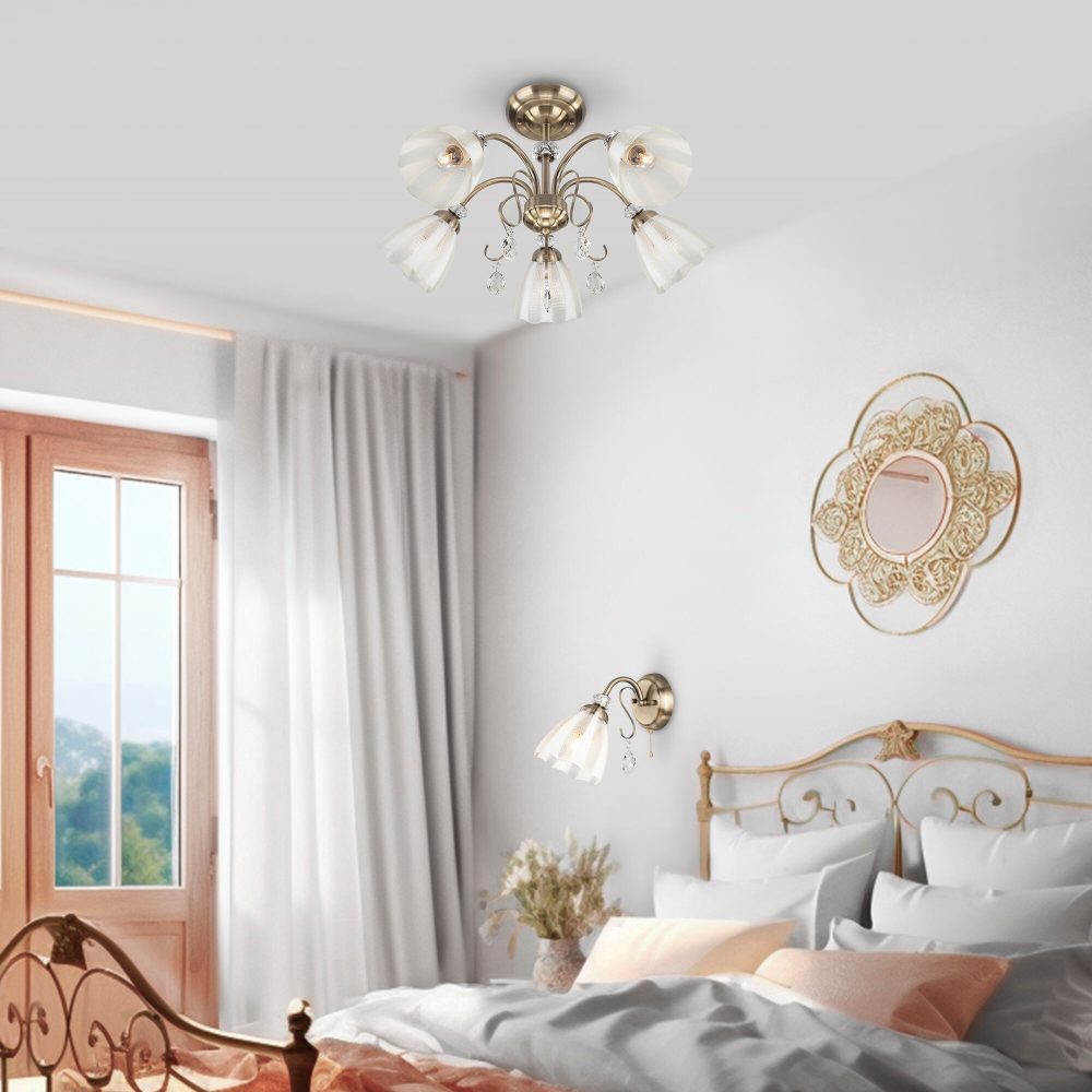 люстра на штанге eurosvet 30155/5 античная бронза