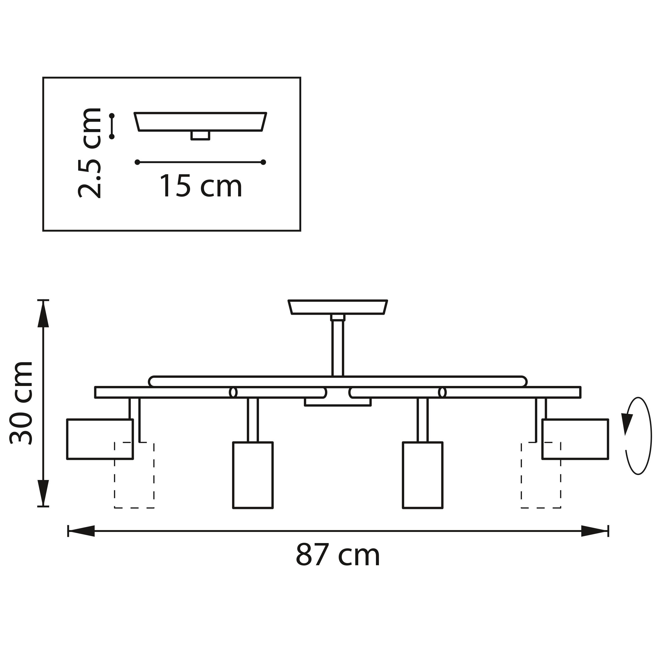 люстра на штанге lightstar rullo lr718308 (571718+214430-8)