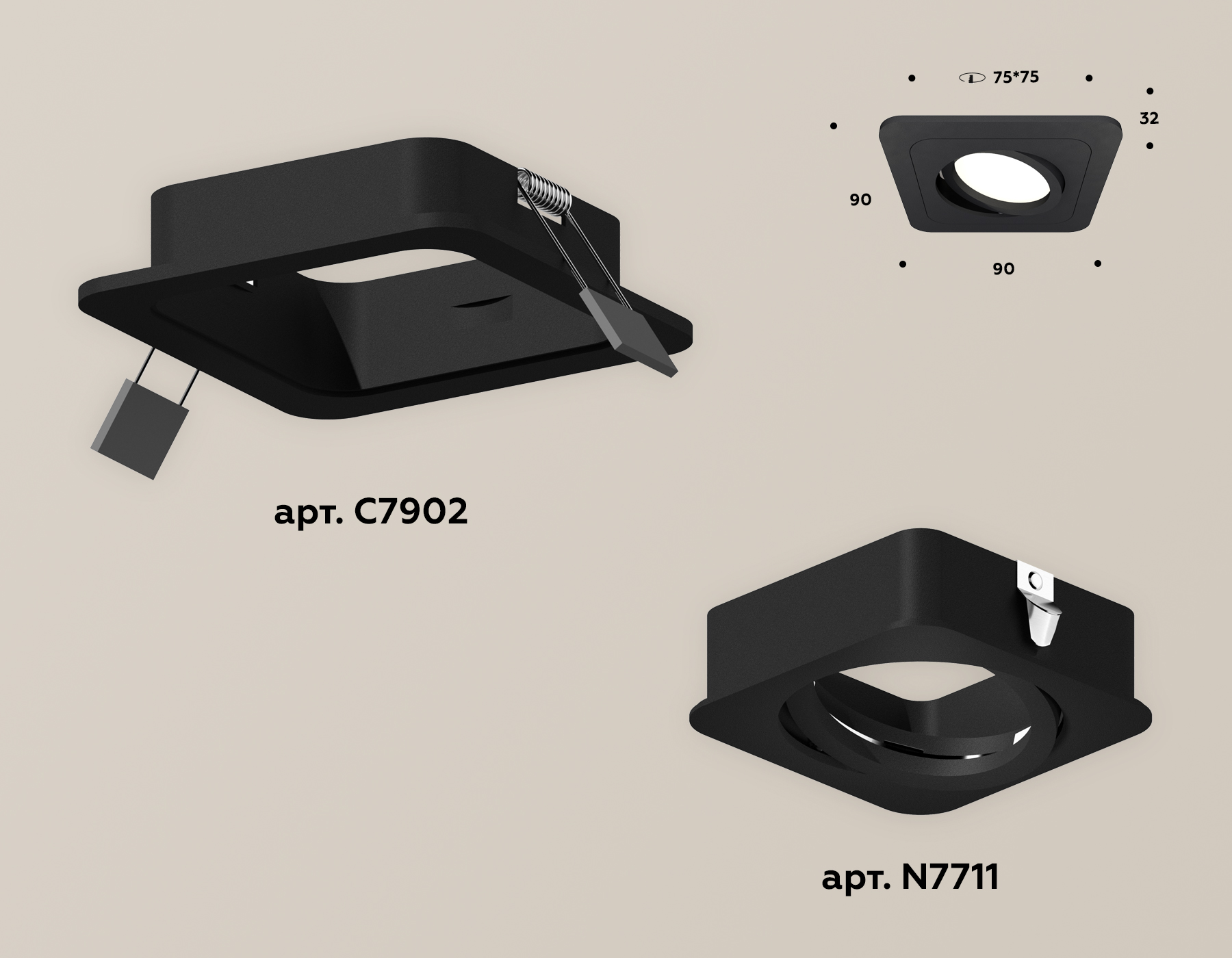 встраиваемый поворотный светильник ambrella light techno xc7902010 (c7902, n7711)