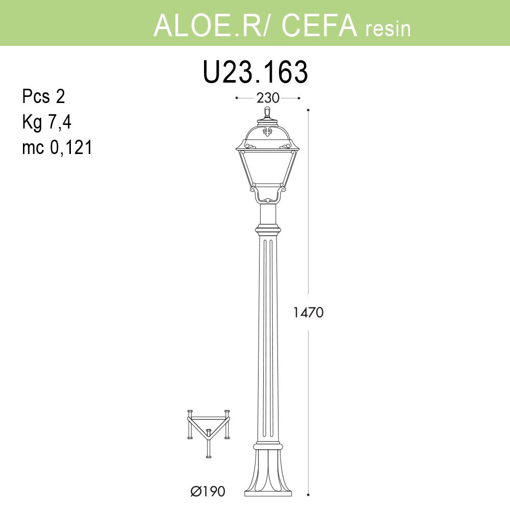уличный светильник fumagalli aloe r/cefa u23.163.000.axf1r