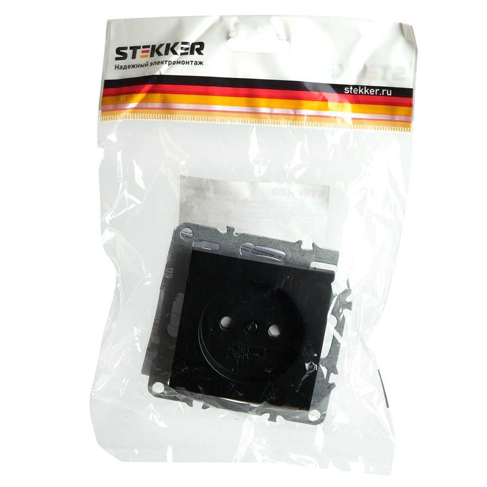 розетка 2p stekker эрна черный pst10-9109-03 49153