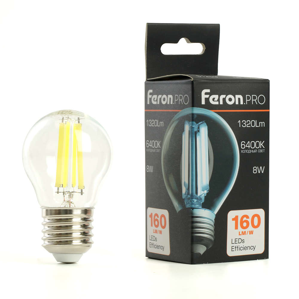 лампа светодиодная feron lb-1708 e27 8w 6400k 51255