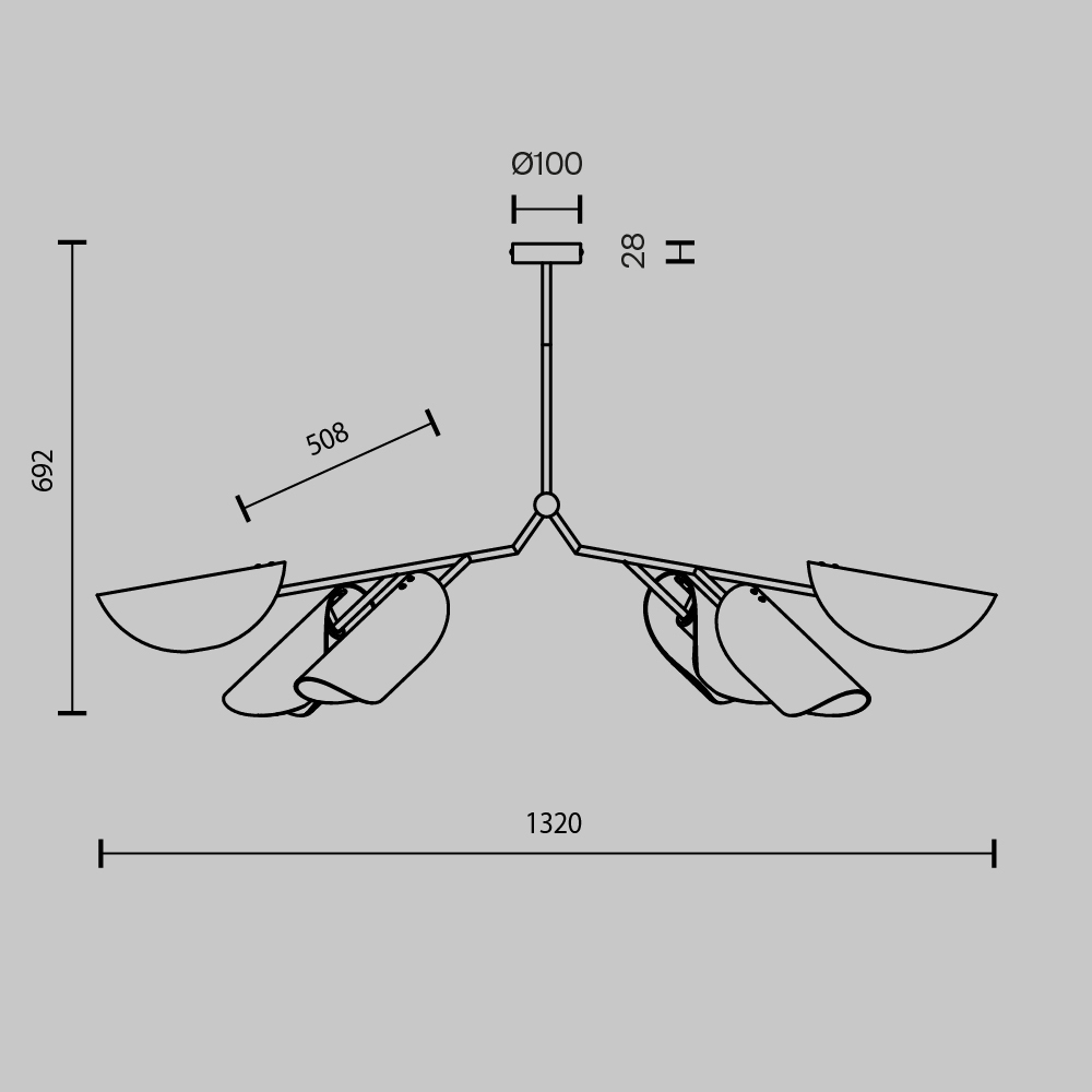 подвесная люстра maytoni organic mod225pl-06b