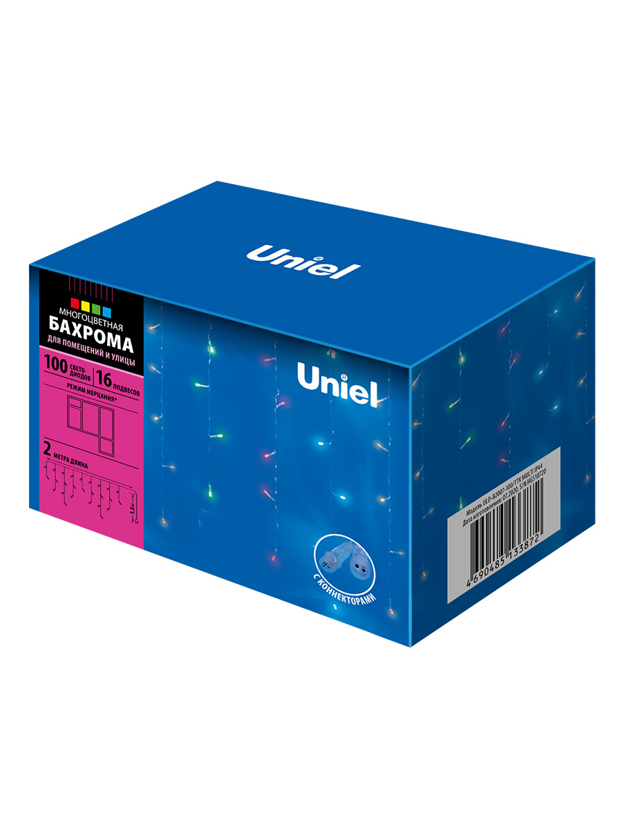 уличная светодиодная гирлянда (ul-00007208) uniel бахрома 220v разноцветный uld-b2007-100/ttk multi ip44