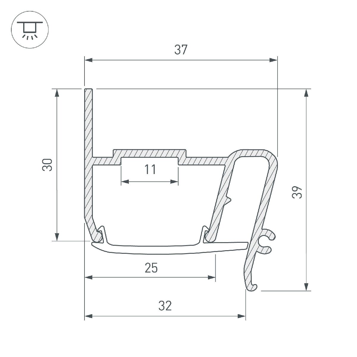 профиль arlight stretch-s-30-wall-side-2000 (step) 040702