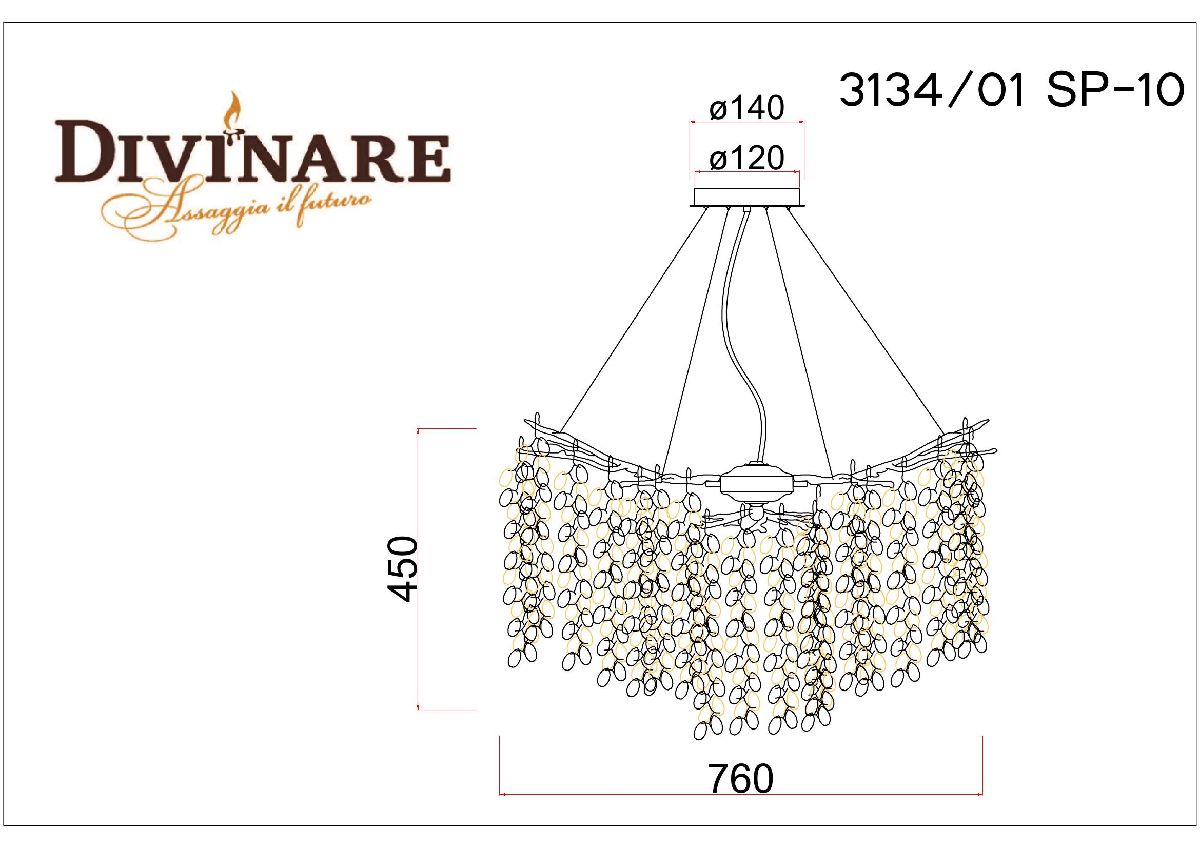 подвесная люстра divinare salice 3134/01 sp-10