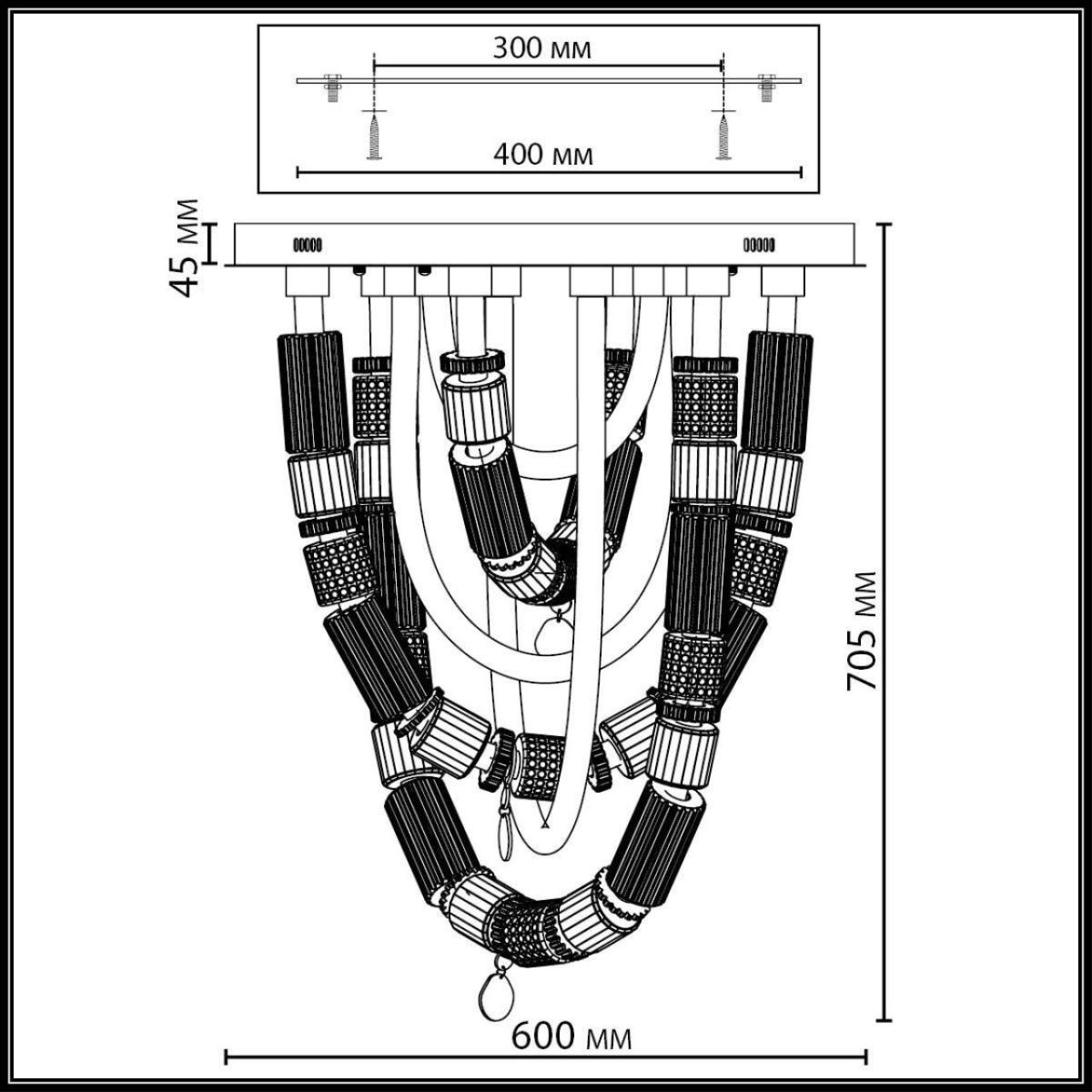 потолочная люстра odeon light l-vision collier 5456/80cl