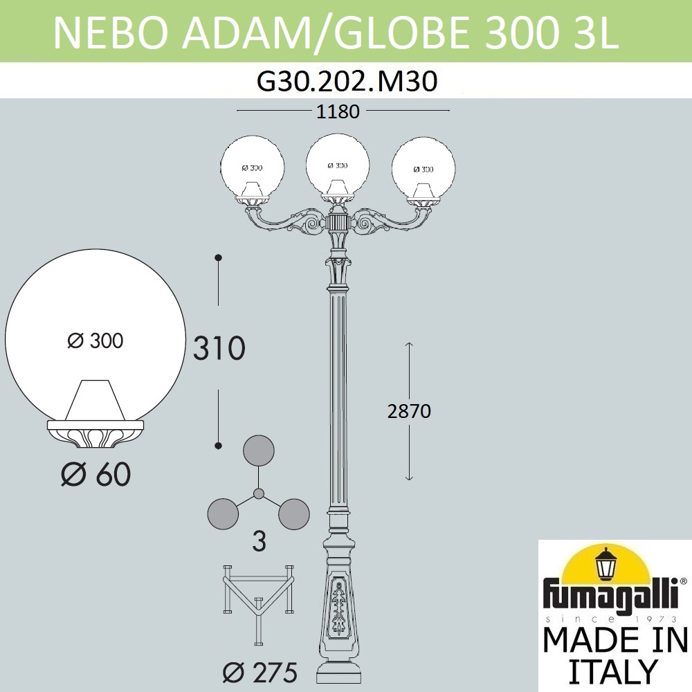 парковый фонарь fumagalli globe g30.202.m30.ayf1r