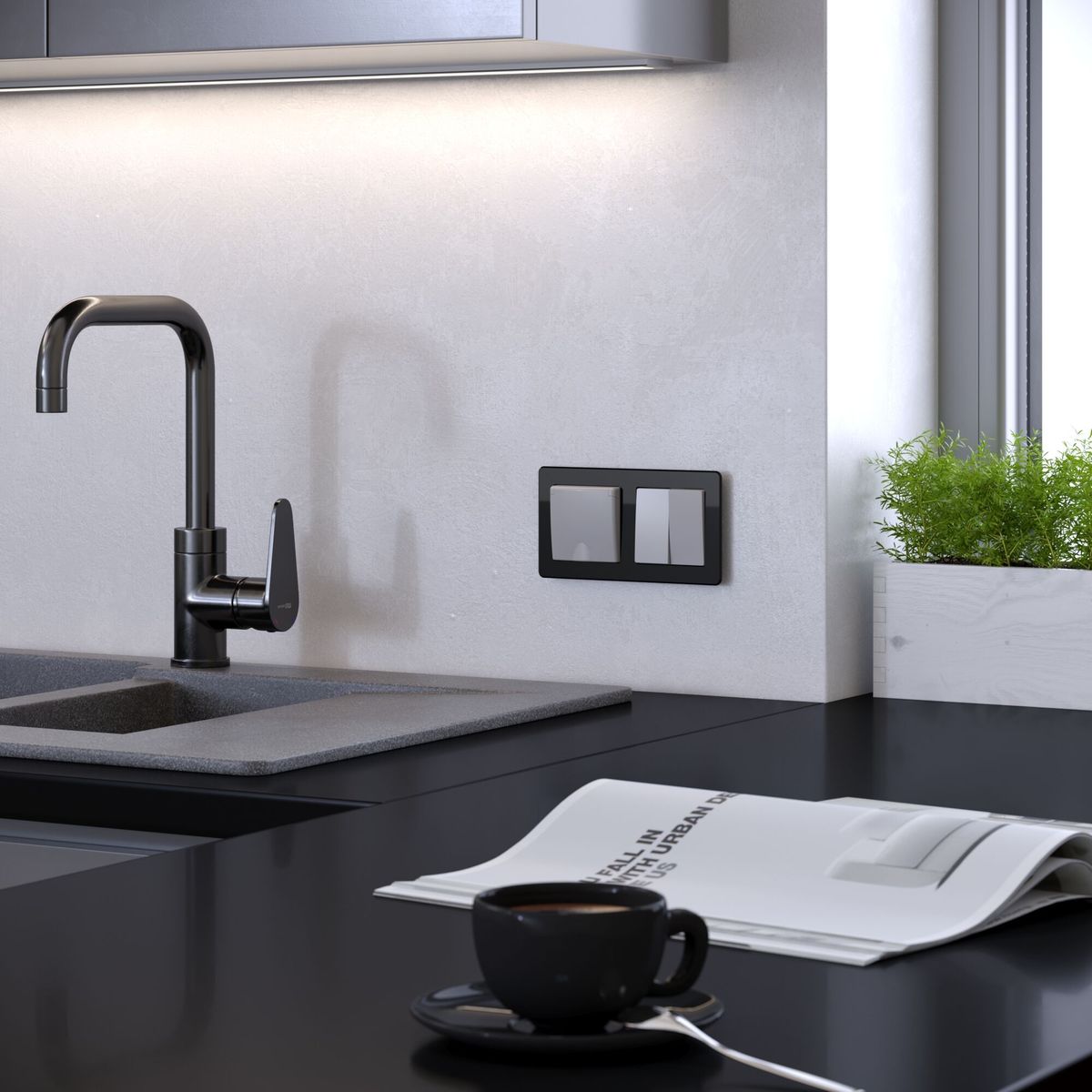 рамка на 2 поста werkel acrylic черный 4690389184857 w0022708