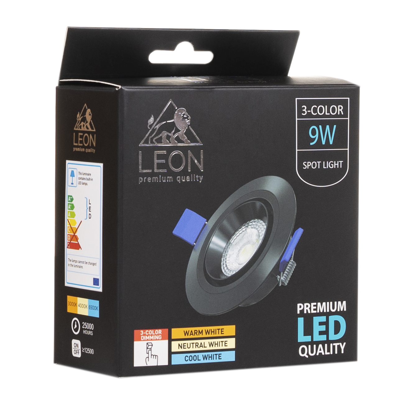 точечный светильник leon le-spr-bl-9w 3000k & 4000к & 6500k