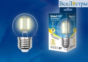 LED-G45-5W/WW/E27/CL/DIM GLA01TR картон