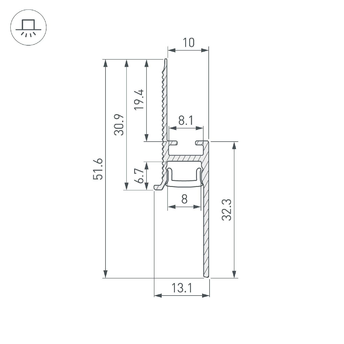 профиль arlight plintus-fantom-h20-2000 anod 048685