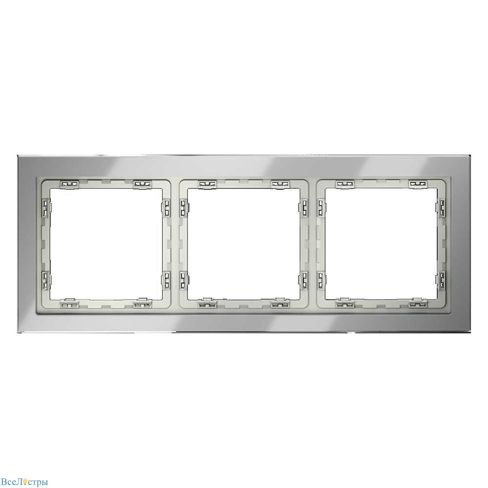 рамка стеклянная voltum s70 на 3 поста, (сталь, стекло) vls110305