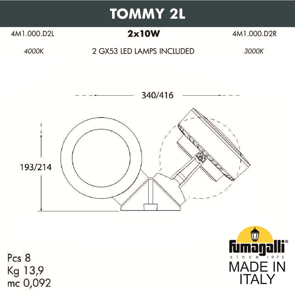 фасадные светильники fumagalli tommy 4m1.000.000.lxd2l