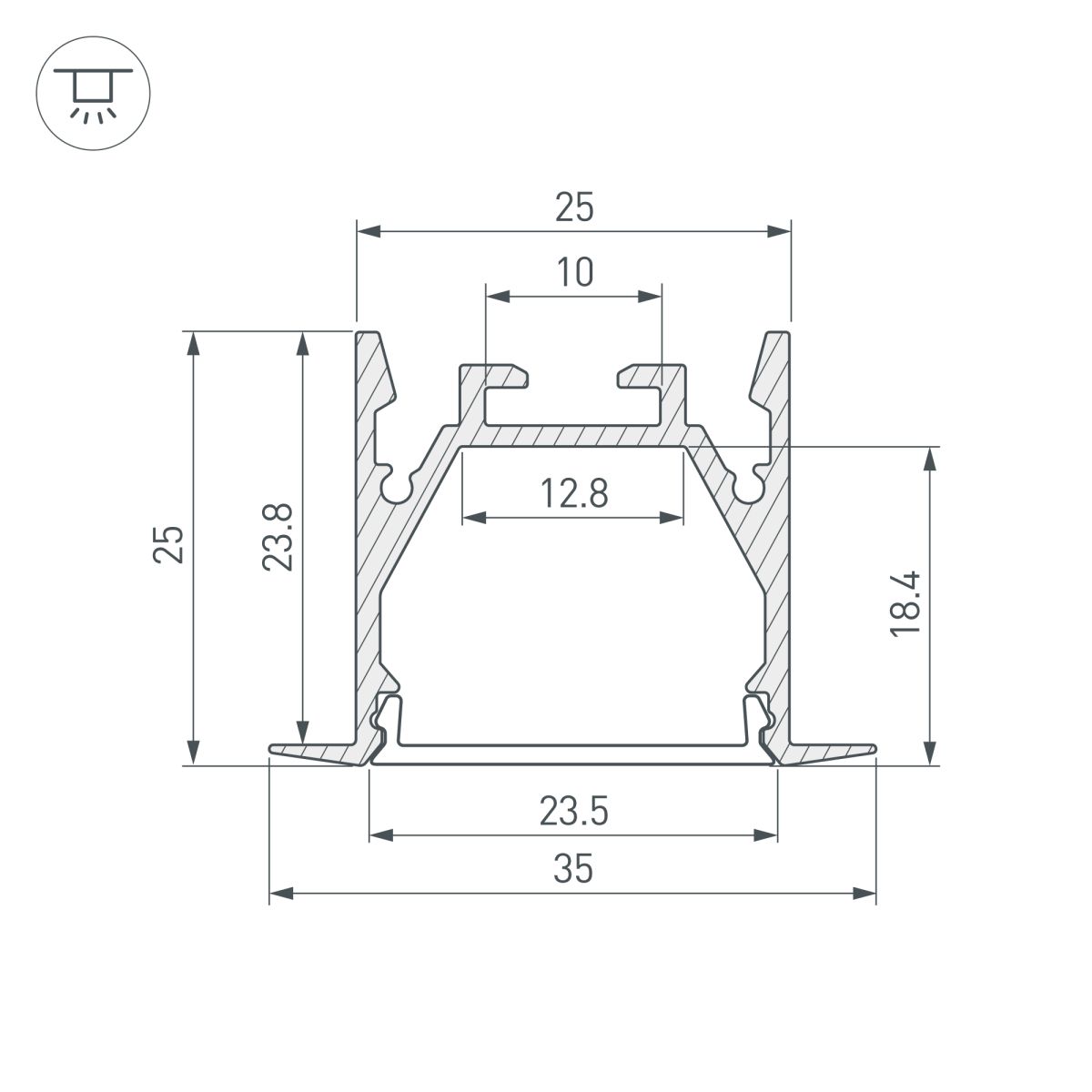 профиль arlight linia25-f-2000 anod (алюминий) 053805