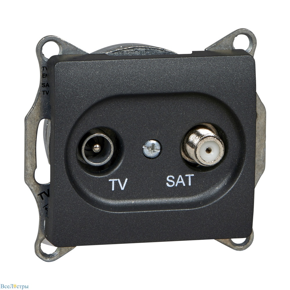 розетка tv-sat оконечная 1db systeme electric glossa антрацит gsl000797