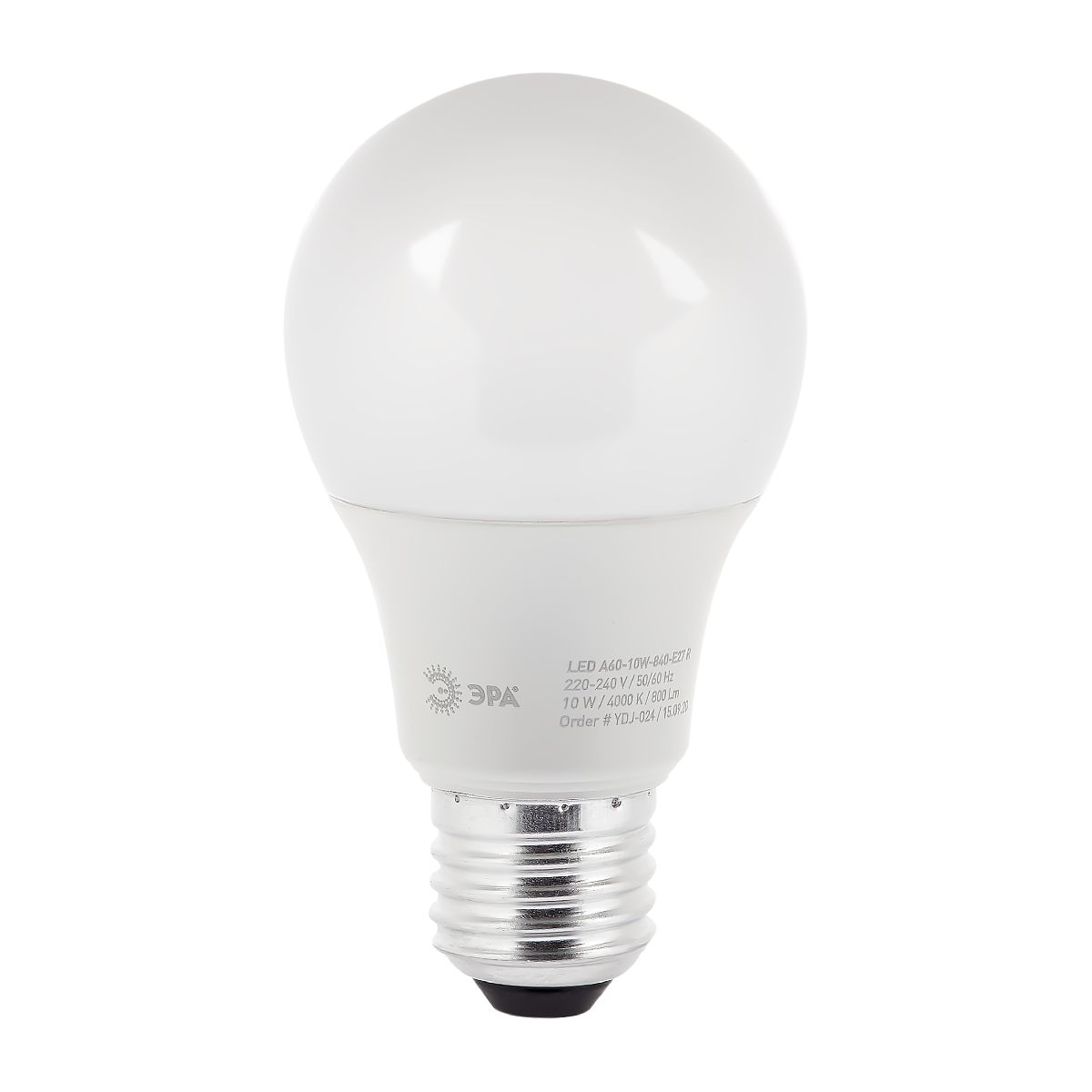 лампа светодиодная эра e27 10w 4000k led a60-10w-840-e27 r б0049635