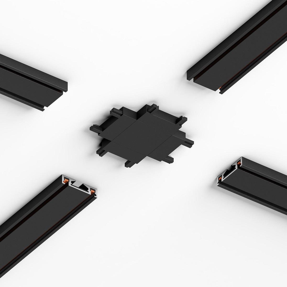 коннектор для 4-стороннего соединителя накладного шинопровода elektrostandard flat magnetic 85004/00 черный a063739