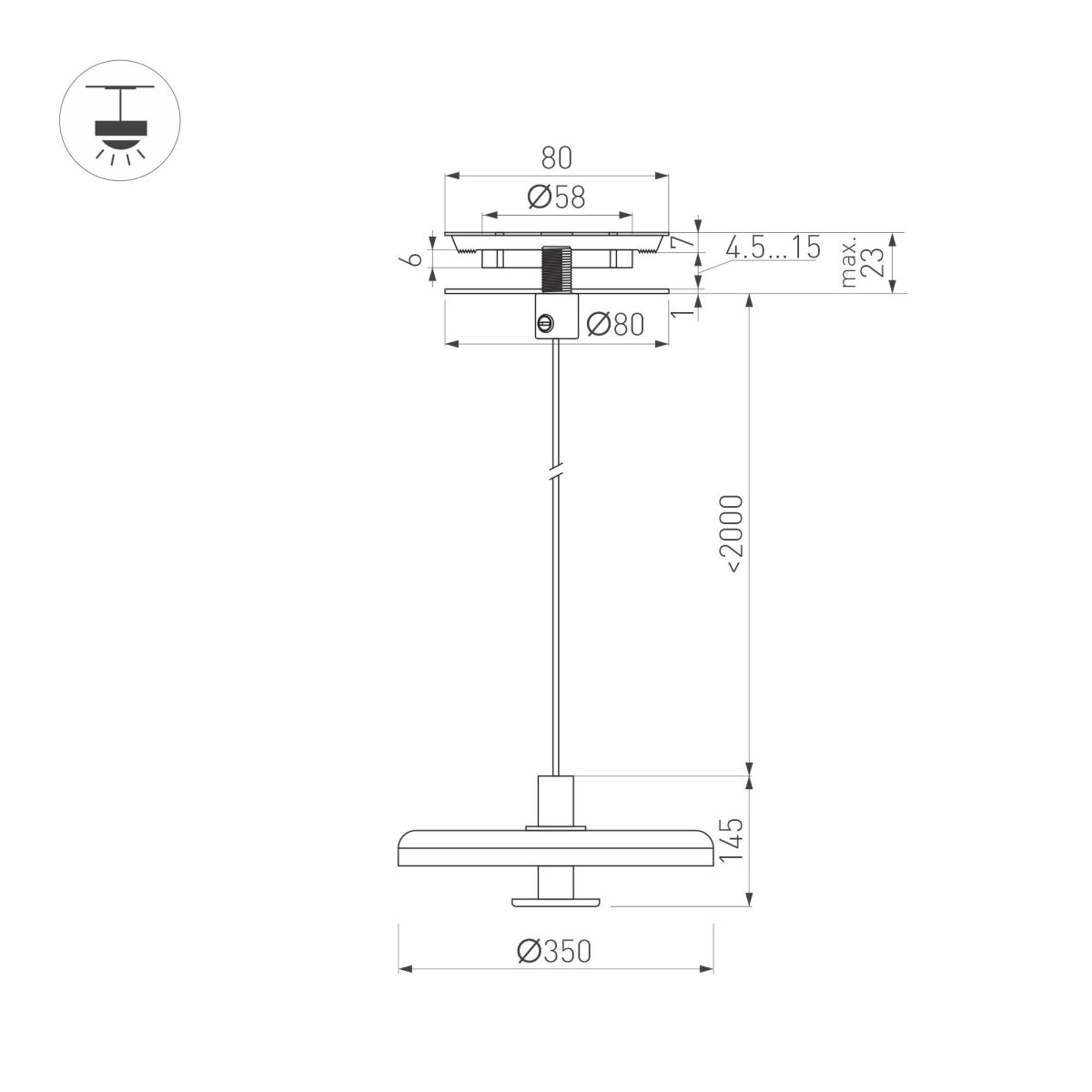 подвесной светильник arlight sp-kotaro-r350-12w warm2700 (bk-cf, 36 deg, 230v, triac) 057231