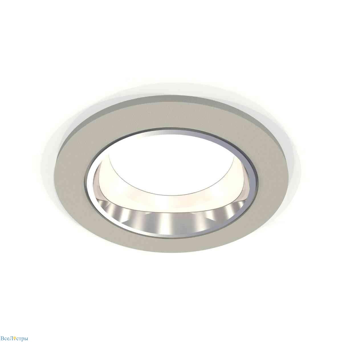 комплект встраиваемого светильника ambrella light techno spot xc6514003 sgr/psl серый песок/серебро полированное (c6514, n6112)
