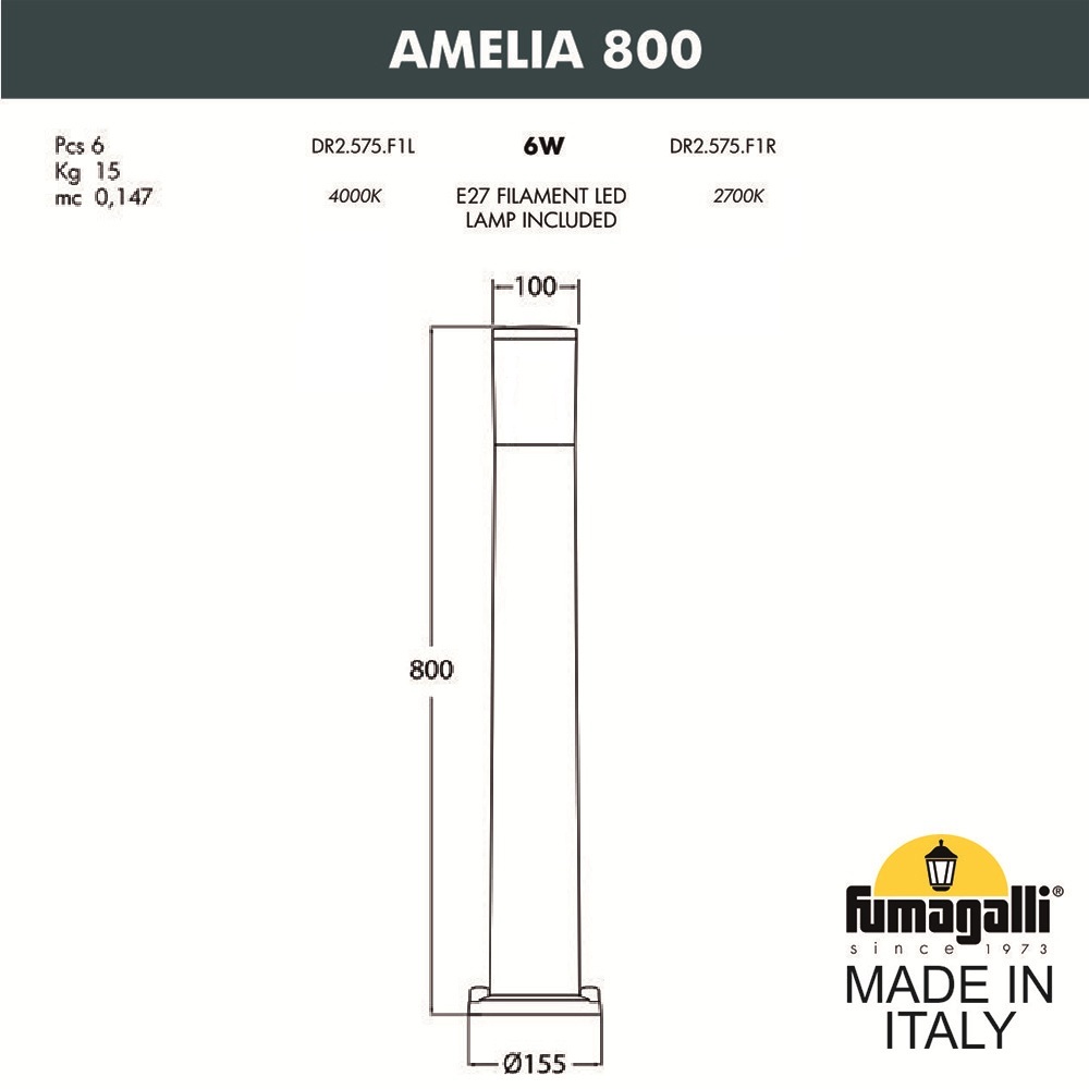 ландшафтный светильник fumagalli amelia 800 dr2.575.000.aye27