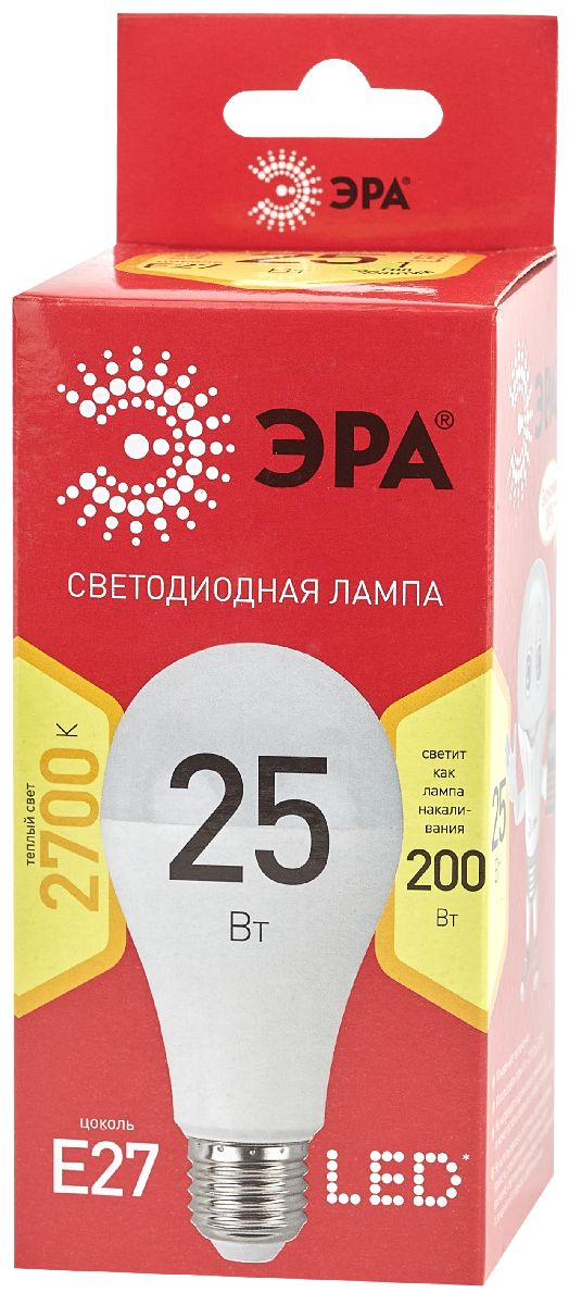лампа светодиодная эра e27 25w 2700k led a65-25w-827-e27 r б0048009