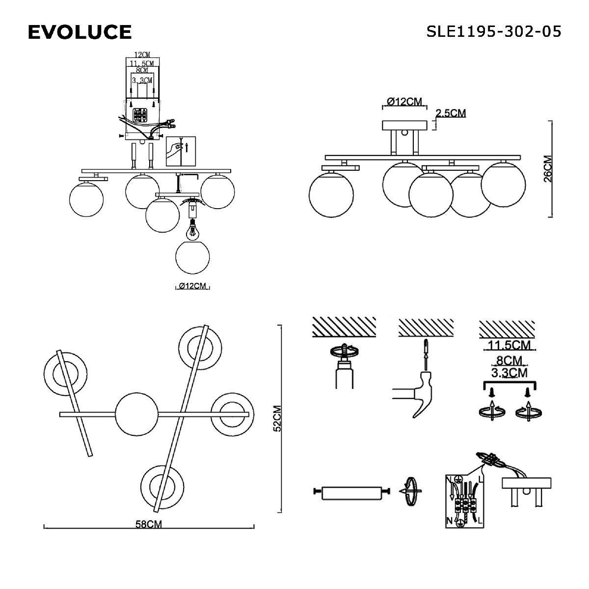потолочная люстра evoluce sierra sle1195-302-05