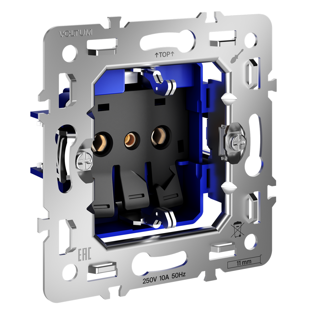 механизм розетки с заземлением 16а voltum s70 vls0401m