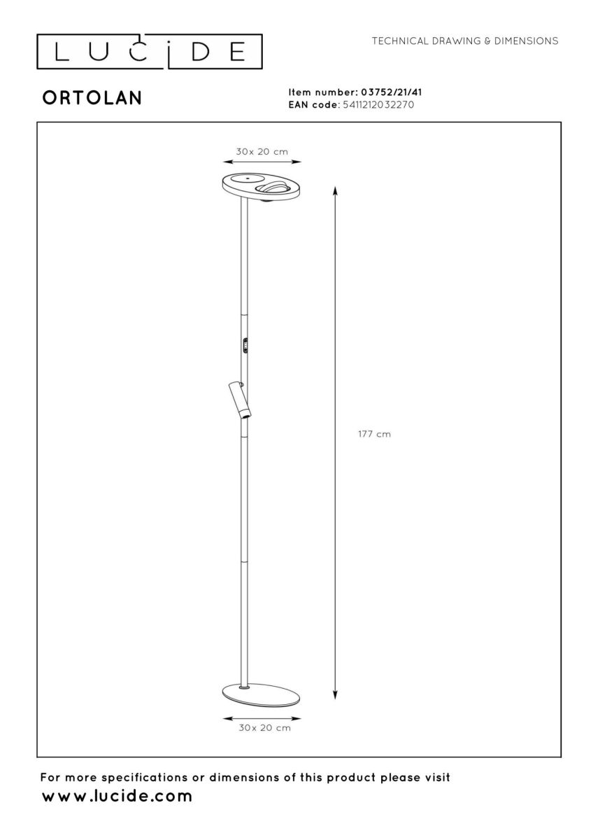 торшер lucide ortolan 03752/21/41