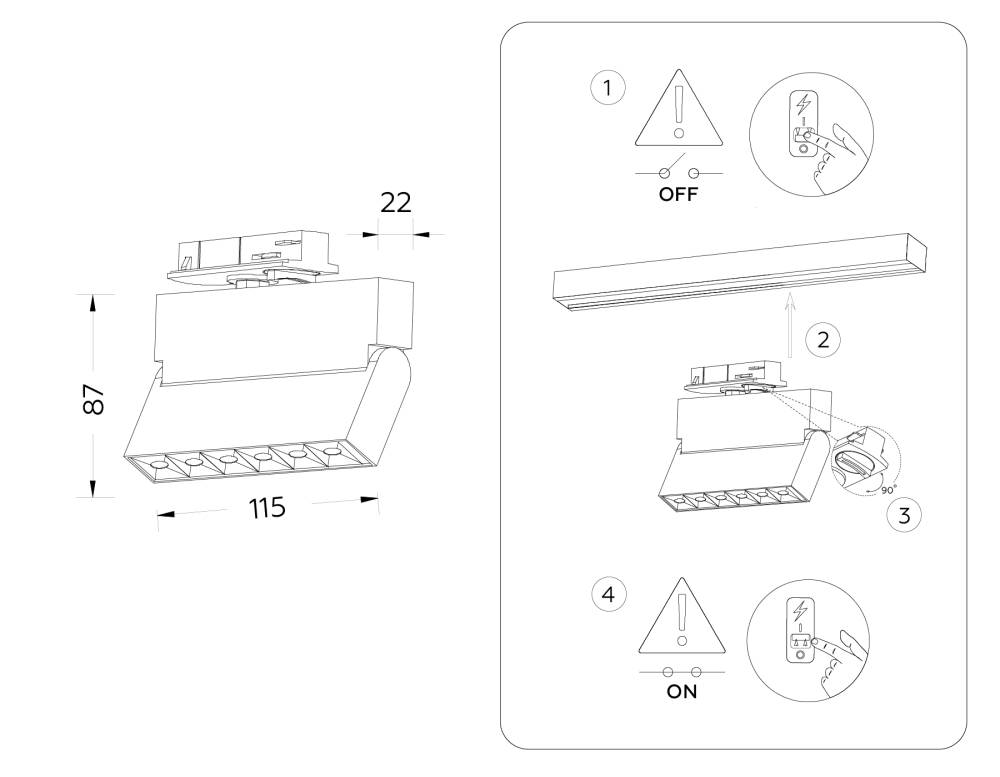 трековый однофазный светильник ambrella light track system gl6813