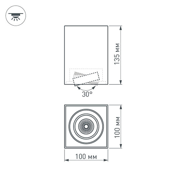 накладной светильник arlight sp-cubus-s100x100-11w day4000 023078(2)