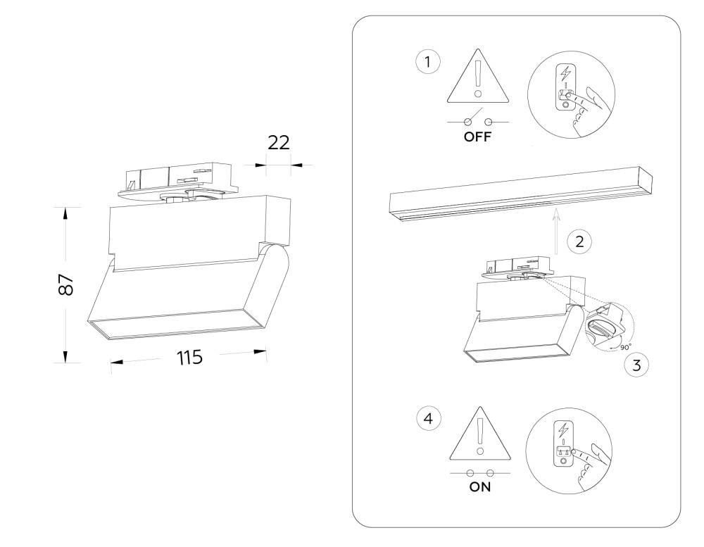 трековый однофазный светильник ambrella light track system gl6801