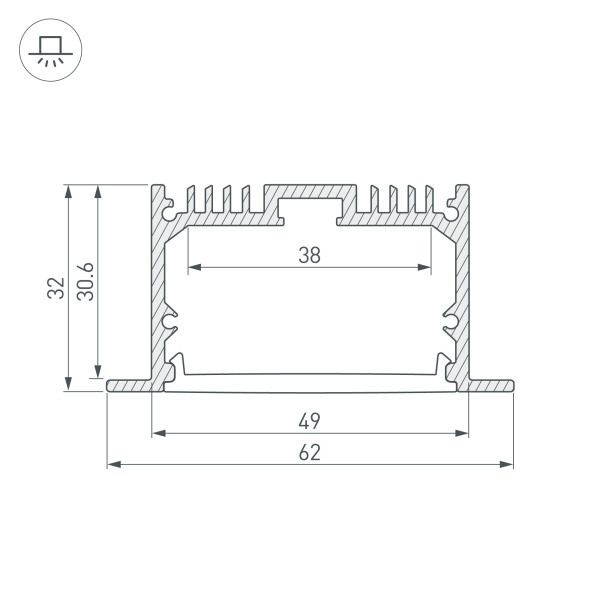 алюминиевый профиль arlight arh-power-w35-3000 anod 036136