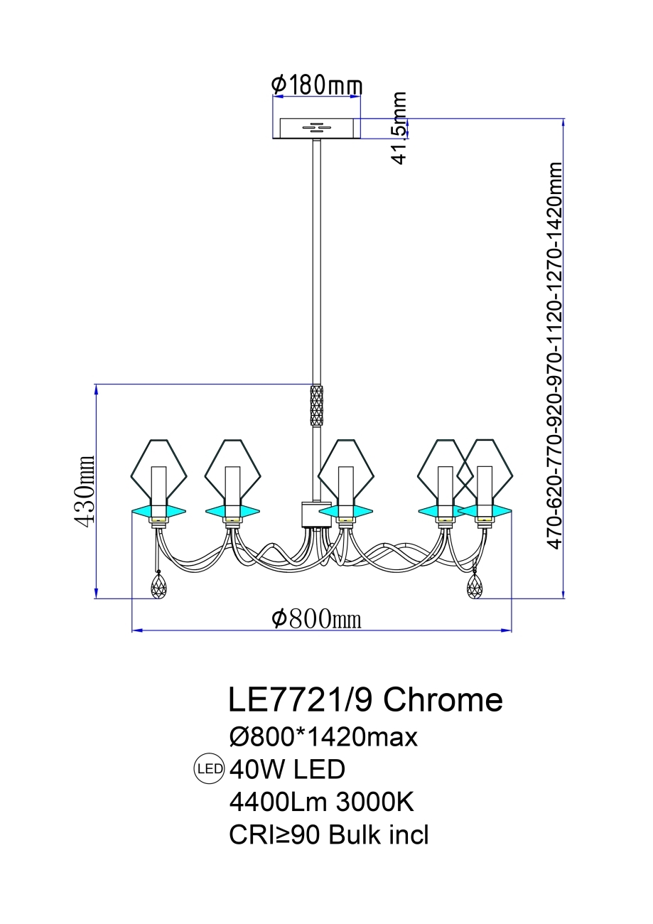 подвесная люстра therese le7721/9 chrome