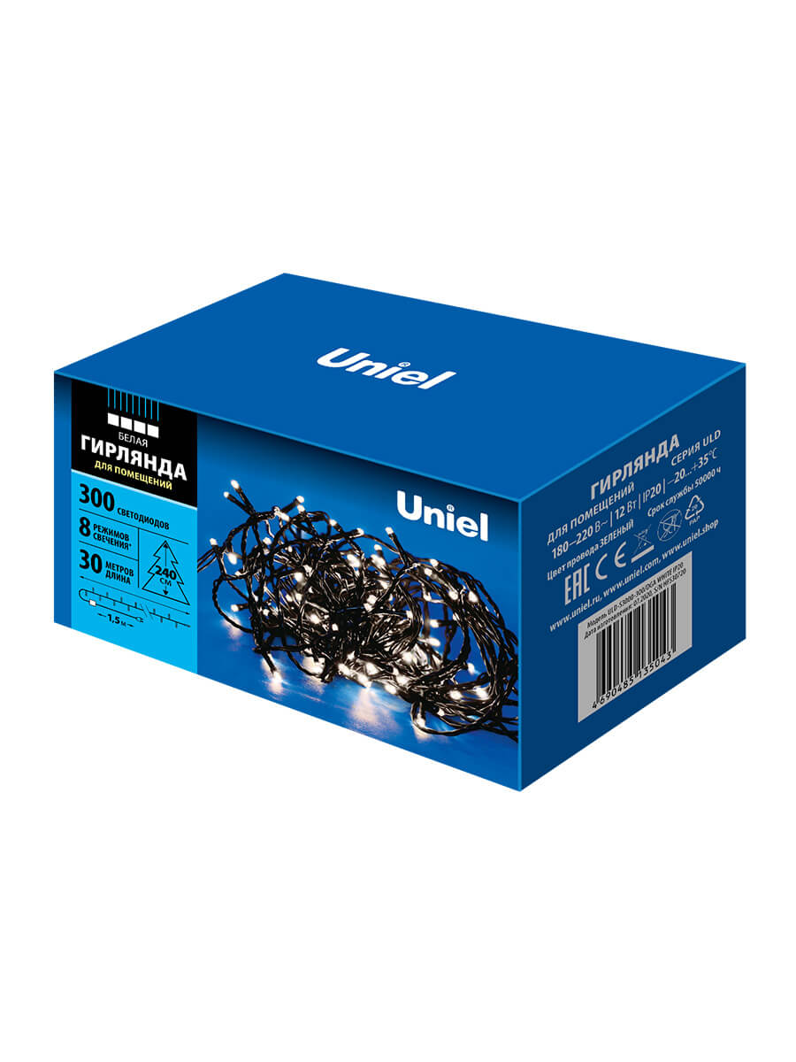 светодиодная гирлянда uniel (ul-00007313) белый uld-s3000-300/dga white ip20