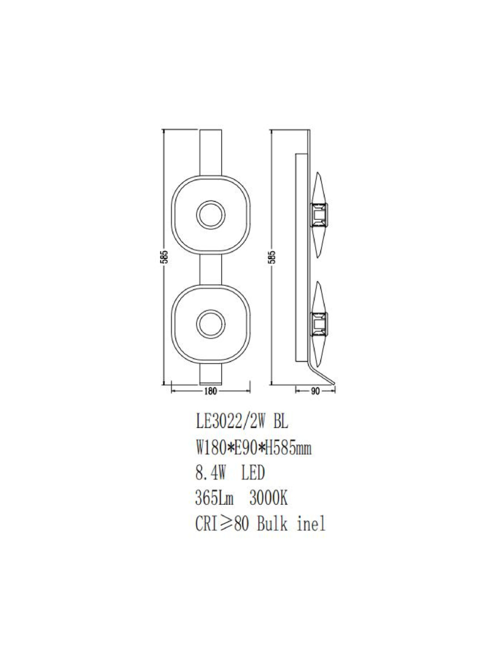 бра illusion le3022/2w bl