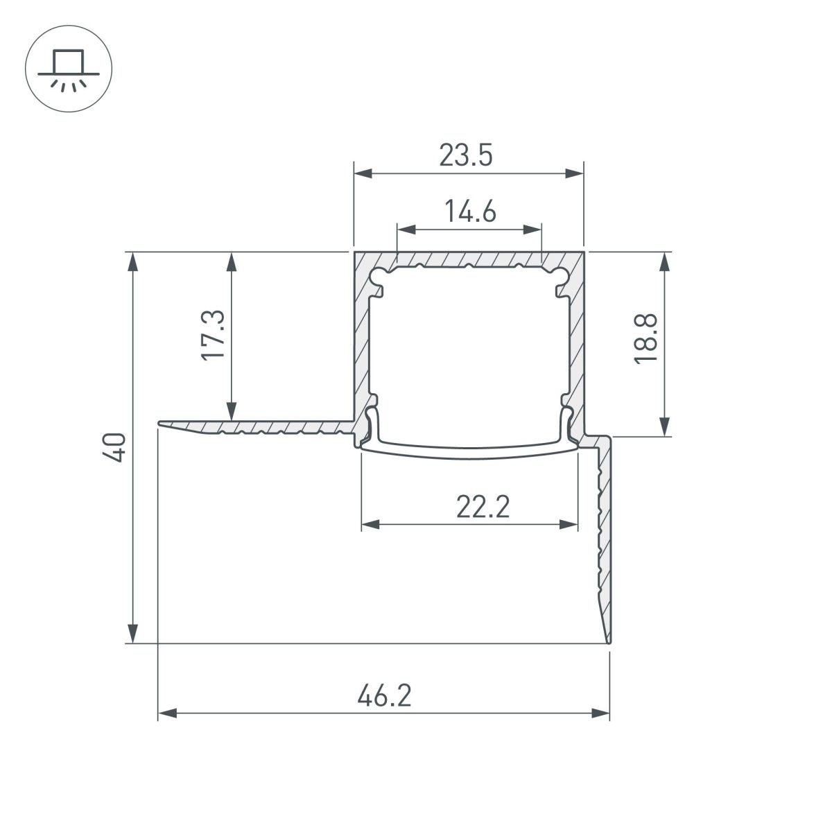 профиль arlight fantom-w20-h20-edge-2000 anod 054184